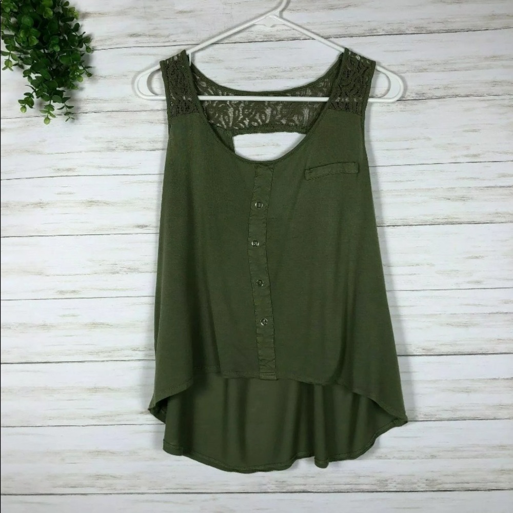 Anthro E Hanger M Blouse with w/ Lace Detail Sz S